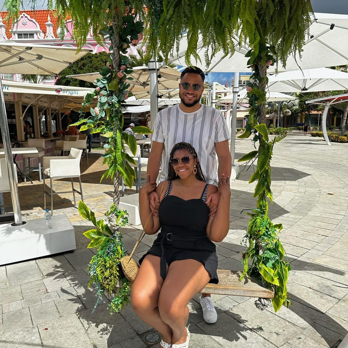 Sarah and Charles - floral swing