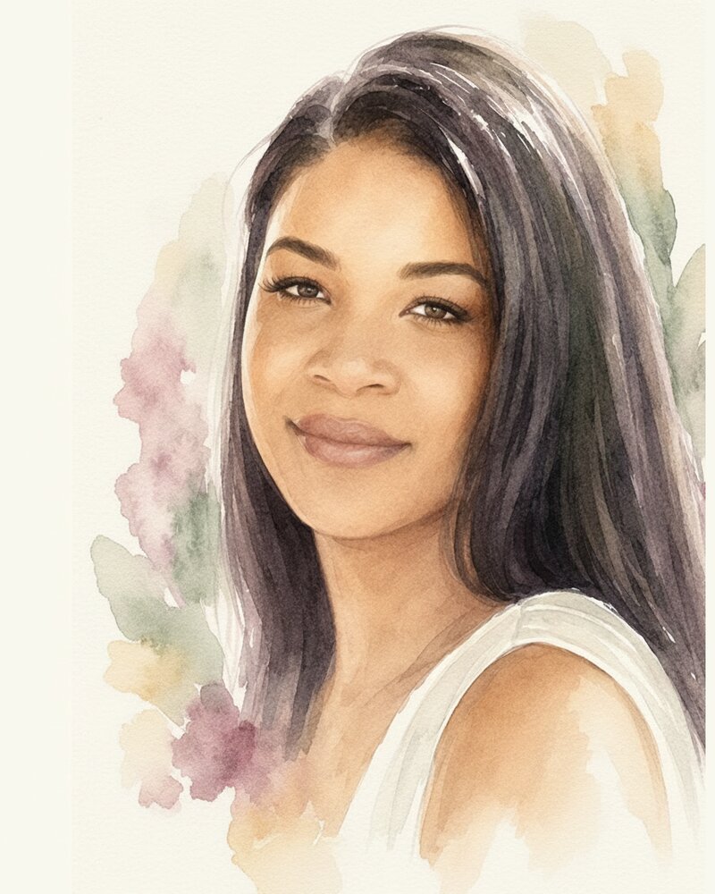 Watercolor portrait of Amanda George