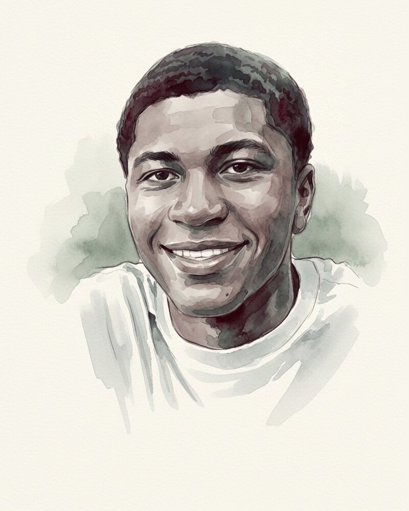 Watercolor portrait of Charles Scriven