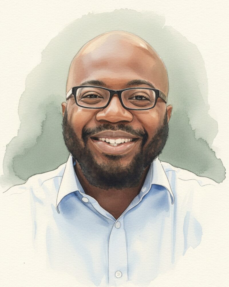Watercolor portrait of Malcolm Blow